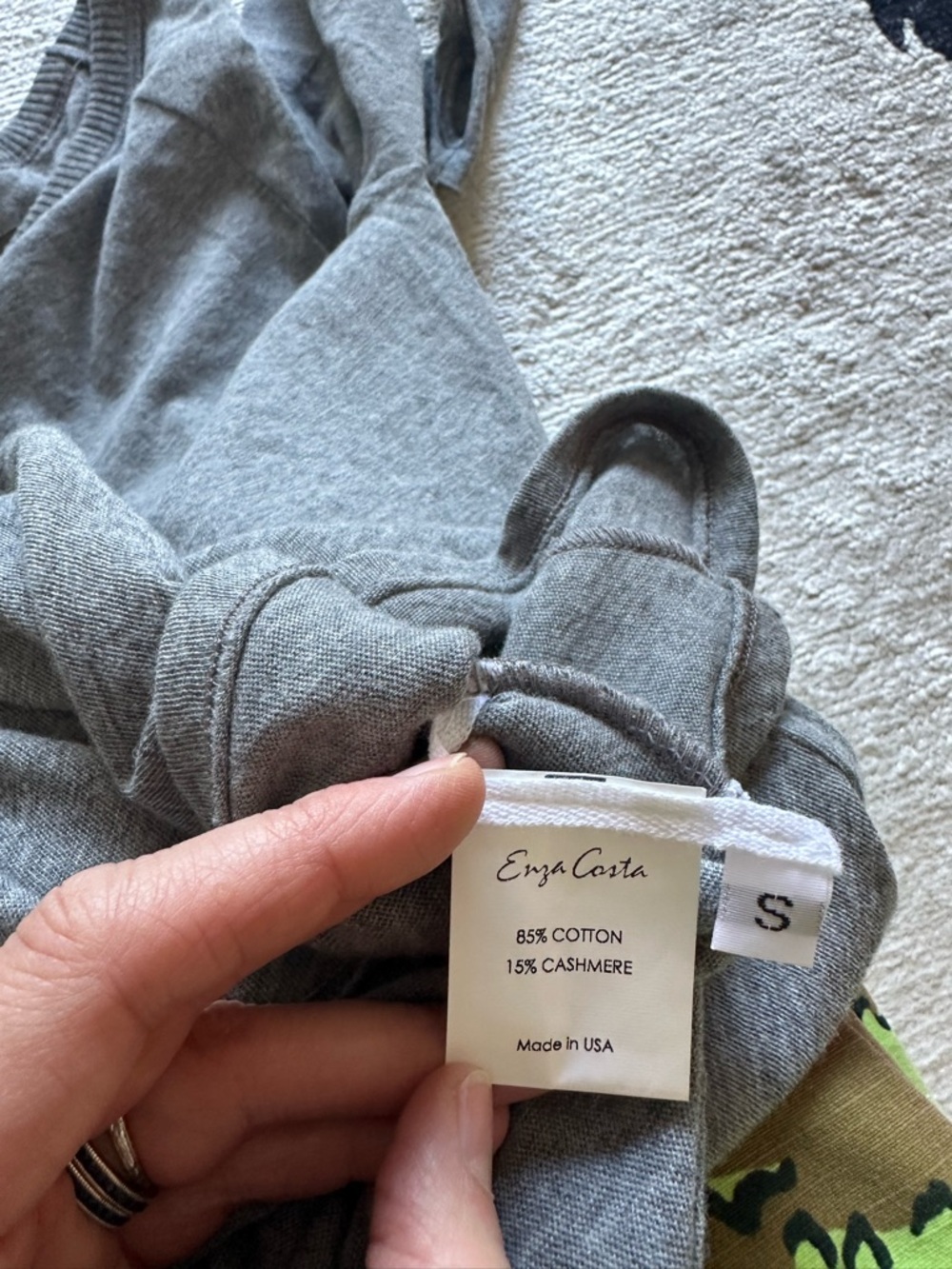 Enza Costa Gray Cotton Cashmere Long Sleeve Top – Size S - Picture 4 of 4